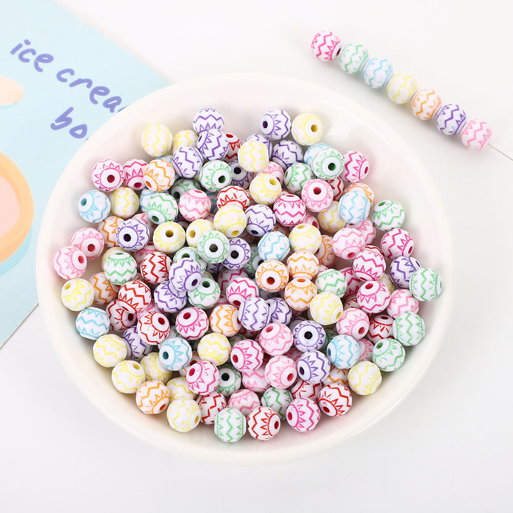 White with colorful patterns