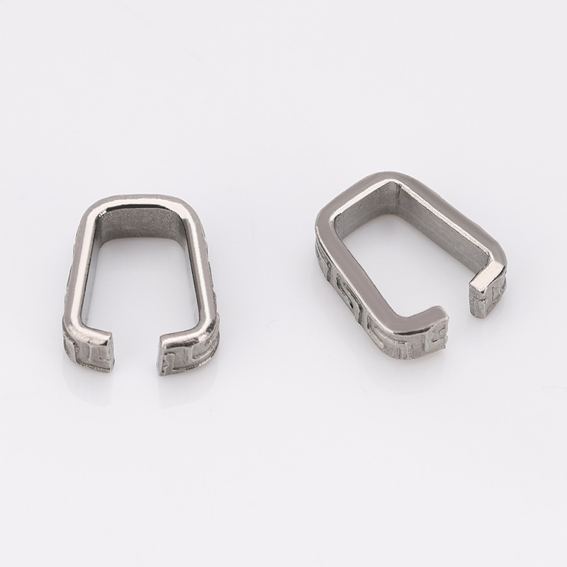 Stainless steel/square retro pattern melon buckle/steel color/3*9mm