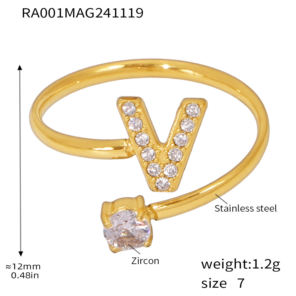 RA001-Gold-V Ring-free size Size 7