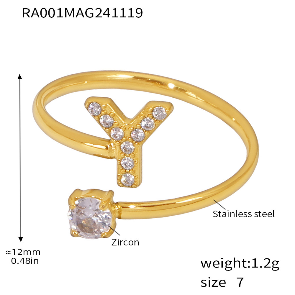 RA001-Gold-Y Ring-free size Size 7