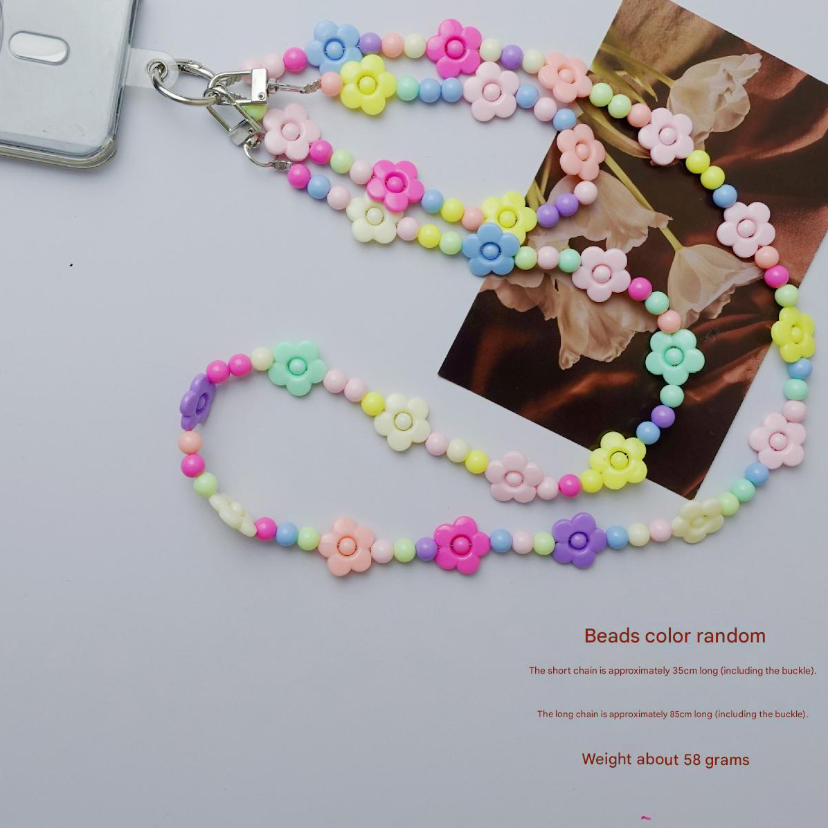 Macron color flower style [mobile phone chain halter chain = crossbody chain]