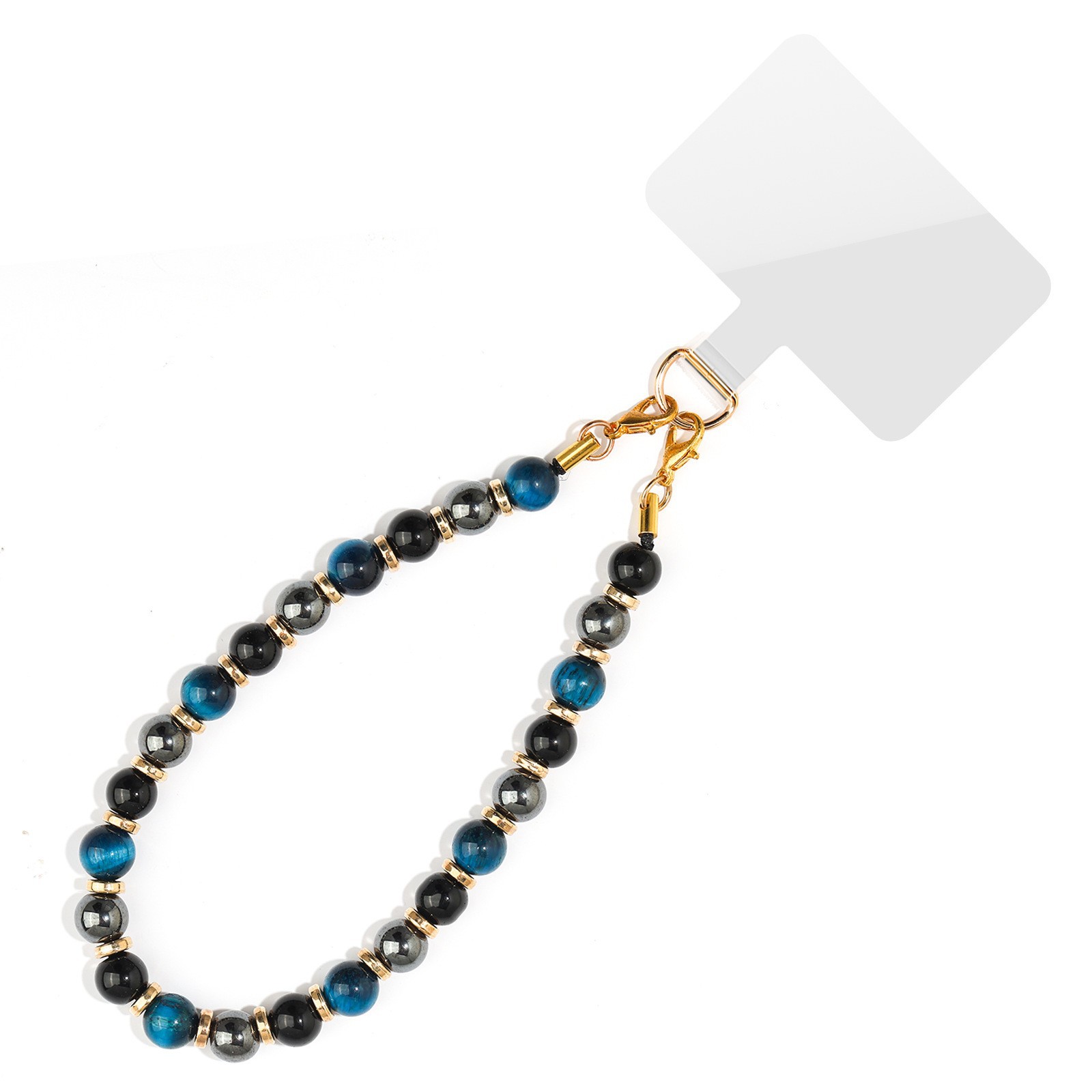 Blue tiger eye stone triple protection mobile phone chain