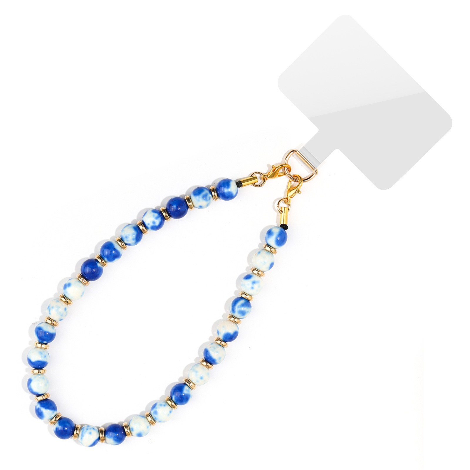 Royal blue white rain flower stone mobile phone chain