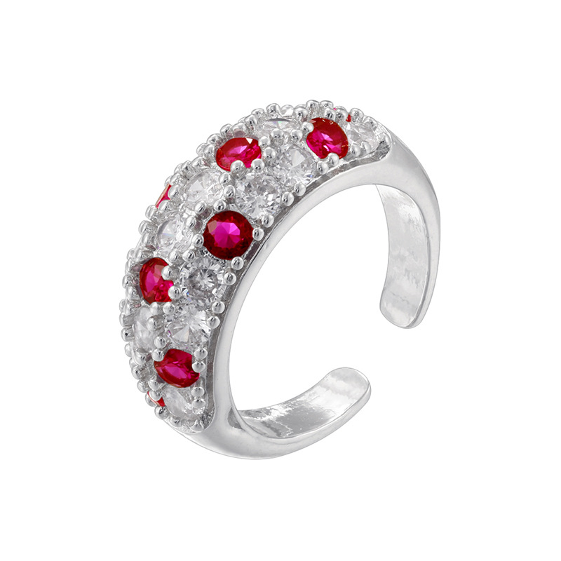 White gold red diamond ring