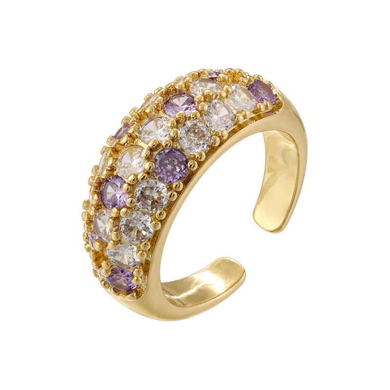 Gold purple diamond ring