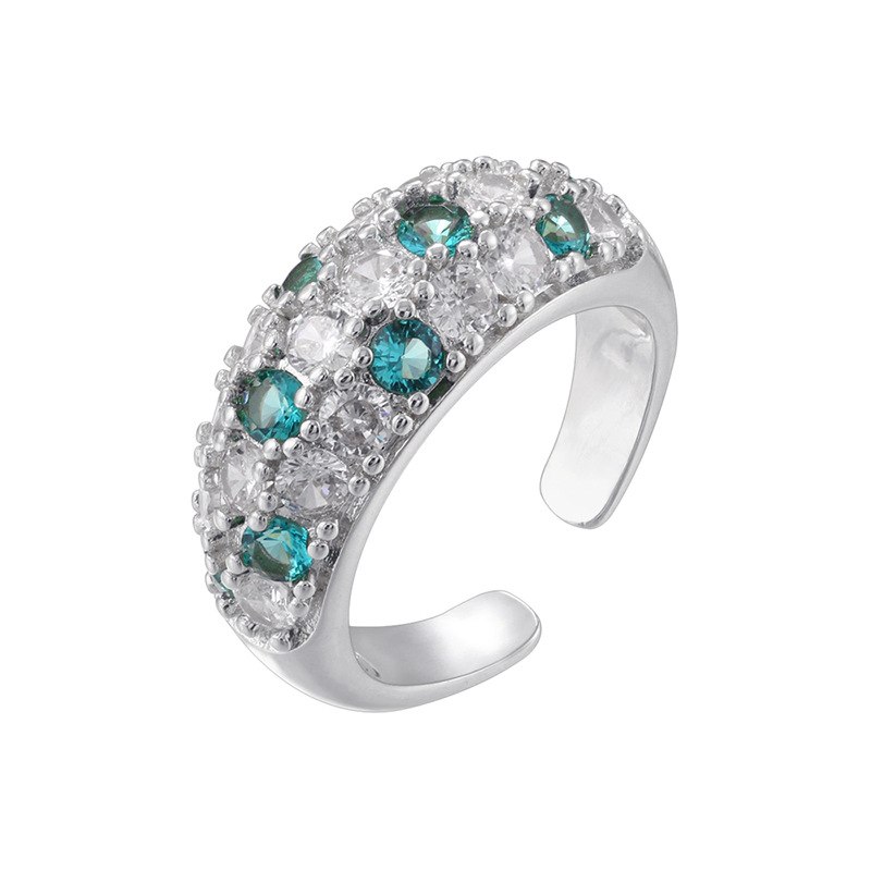 White gold green diamond ring