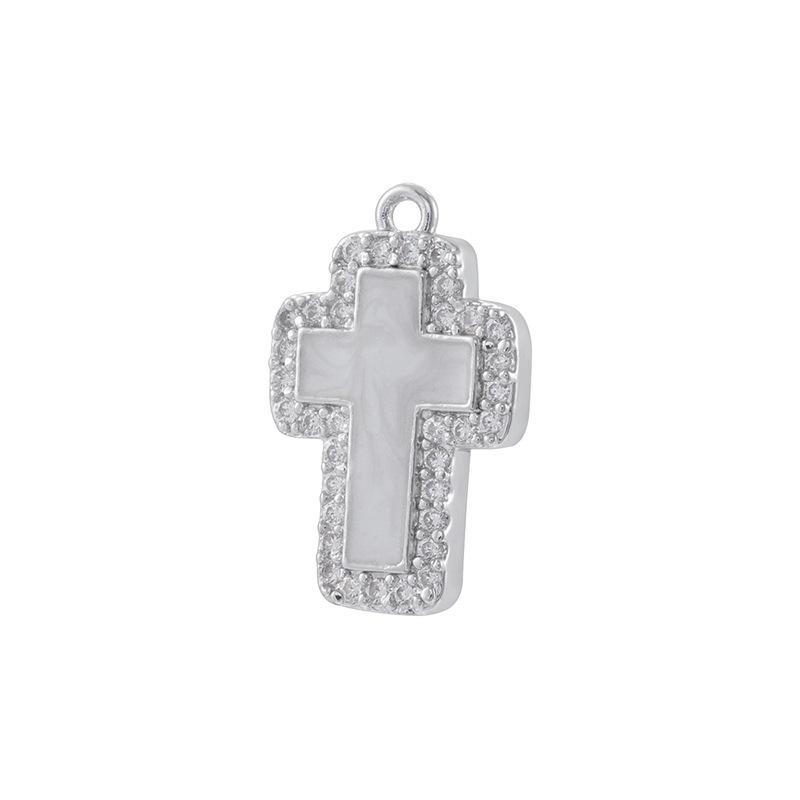 White gold white diamond white cross