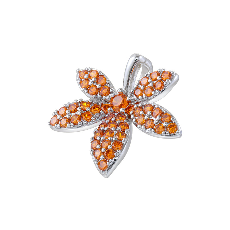 White gold orange diamond bee pendant