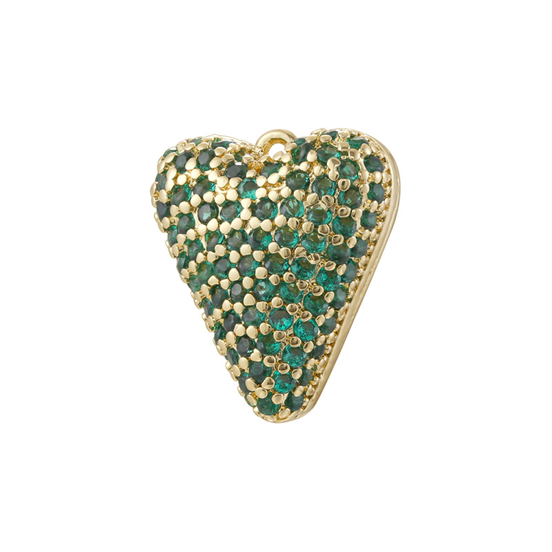 Golden green diamond love pendant