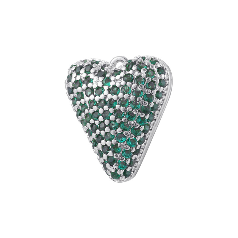 White gold green diamond love pendant