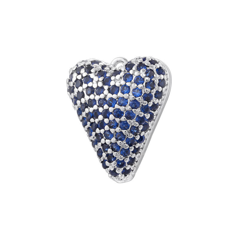 White gold blue diamond love pendant