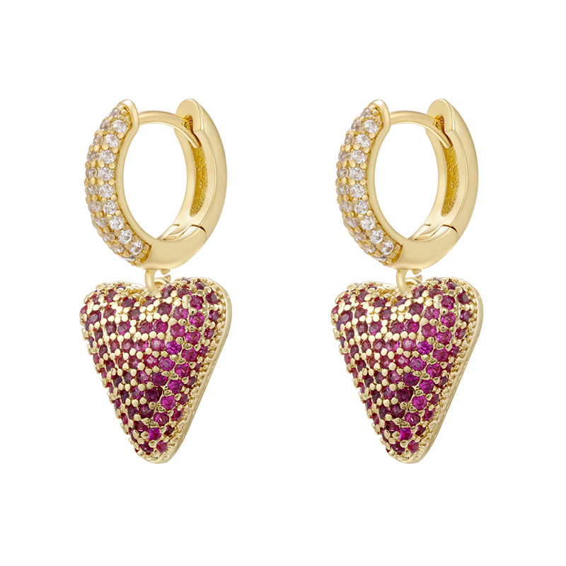 1 pair of gold rose diamond love earrings