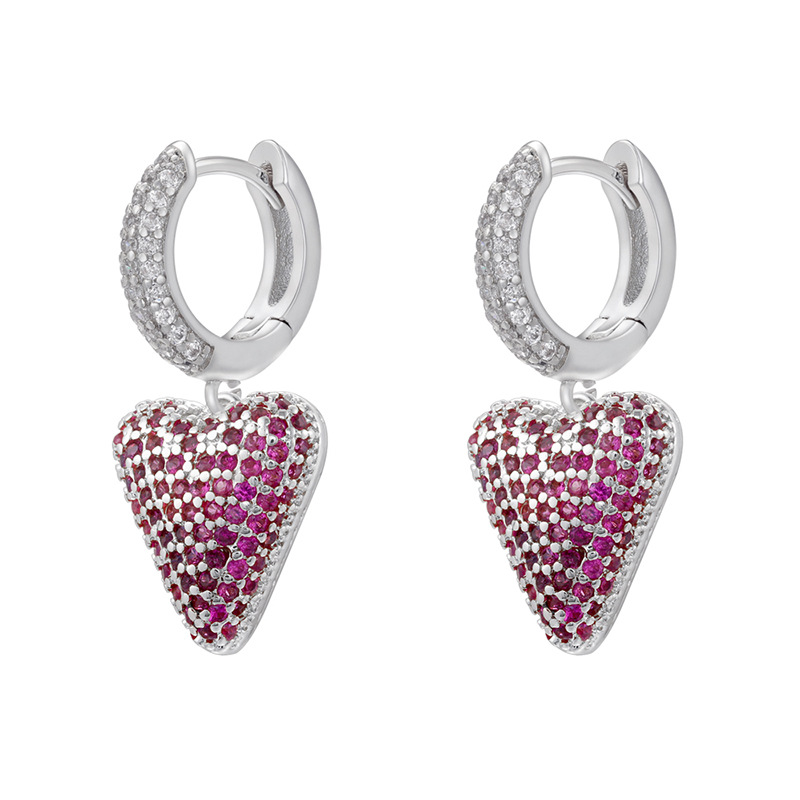 1 pair of white gold rose diamond love earrings