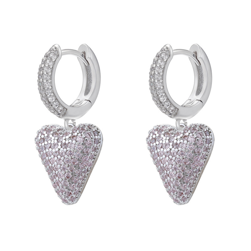 1 pair of white gold pink diamond love earrings