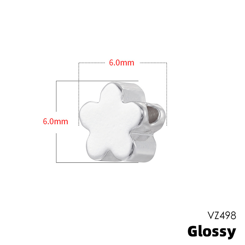 Vz498 white gold 6mm five-petal flower