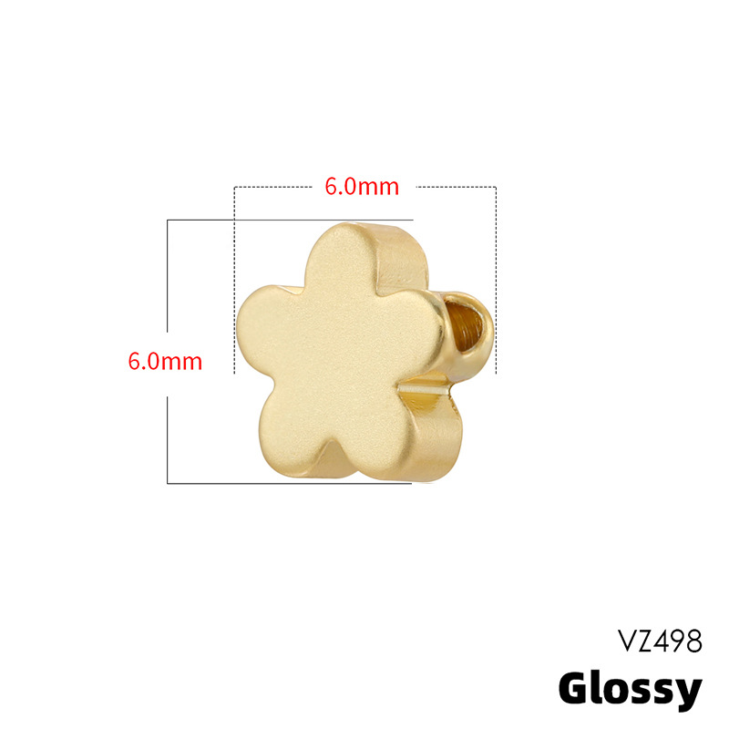 Vz498 gold 6mm frosted five-petal flower