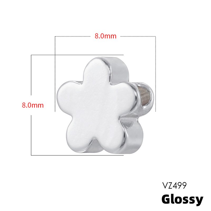 Vz499 white gold 8mm five-petal flower
