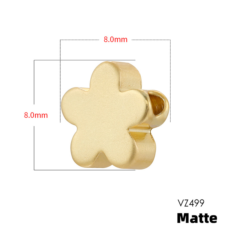 Vz499 gold 8mm frosted five-petal flower