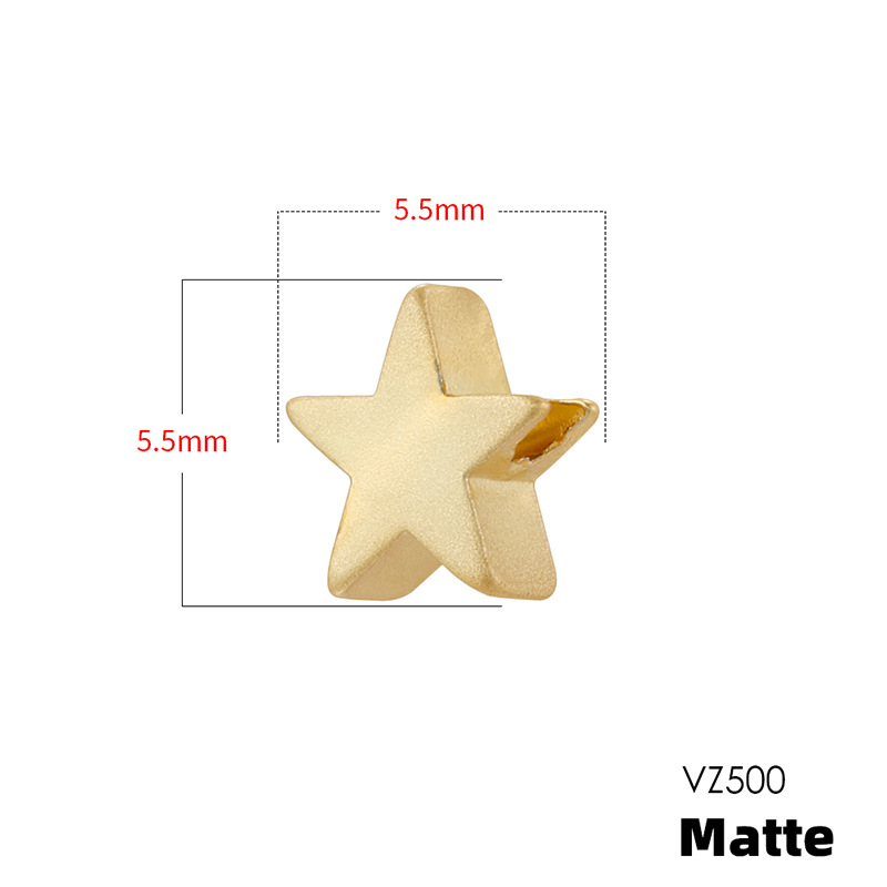 Vz500 gold 5.5mm frosted five-pointed star