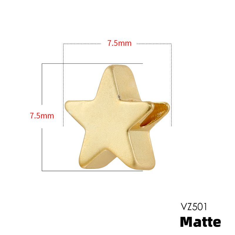 Vz501 gold 7.5mm frosted five-pointed star