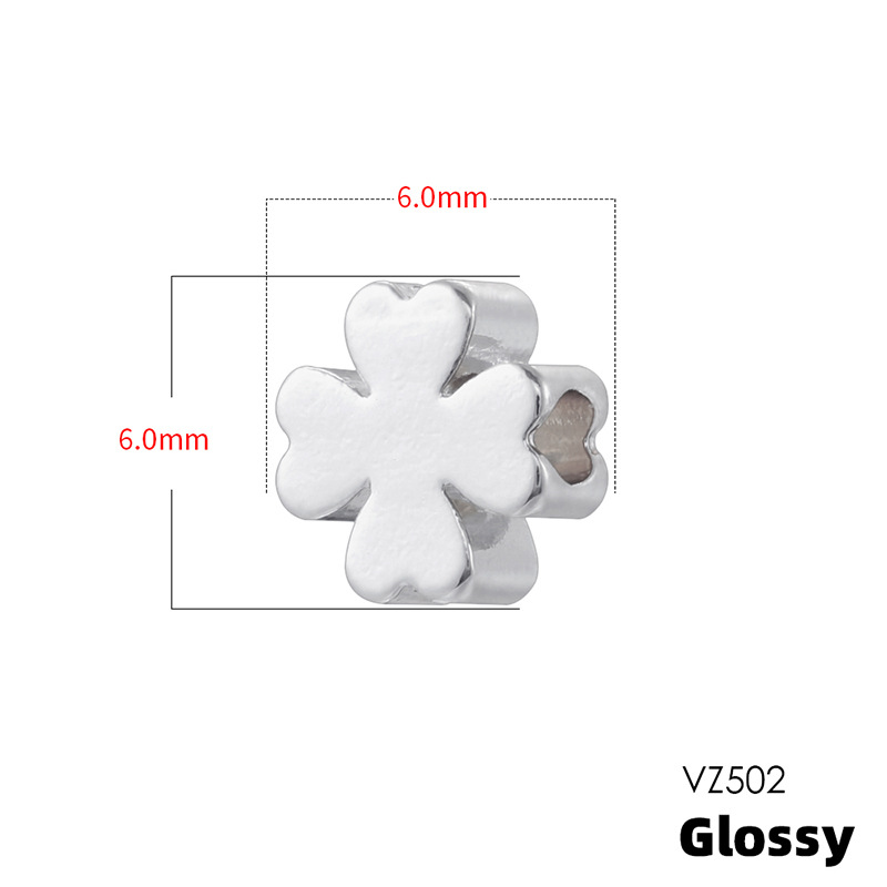 Vz502 white gold 6mm four-leaf clover