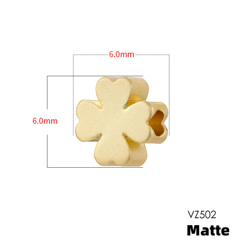 Vz502 gold 6mm frosted four-leaf clover
