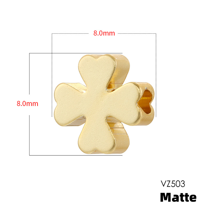 Vz503 gold 8mm frosted four-leaf clover