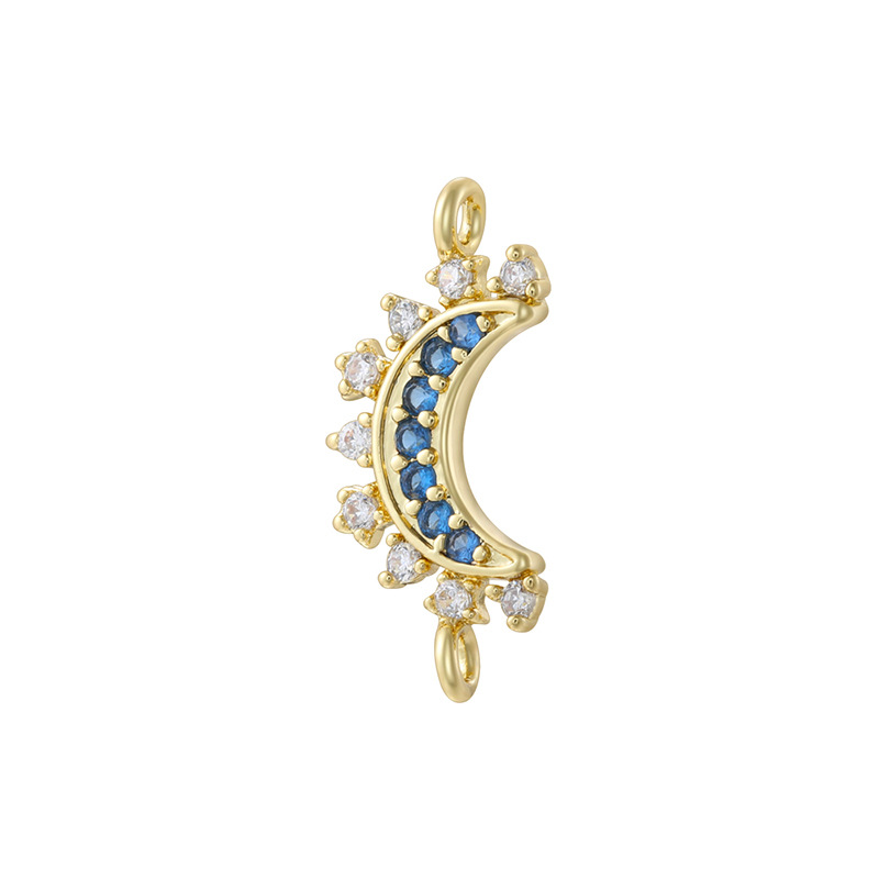 Vd2161 golden blue diamond double hanging moon