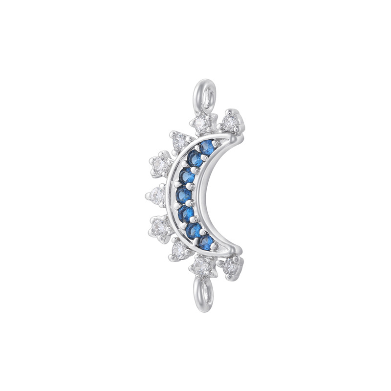 Vd2161 white gold blue diamond double hanging moon
