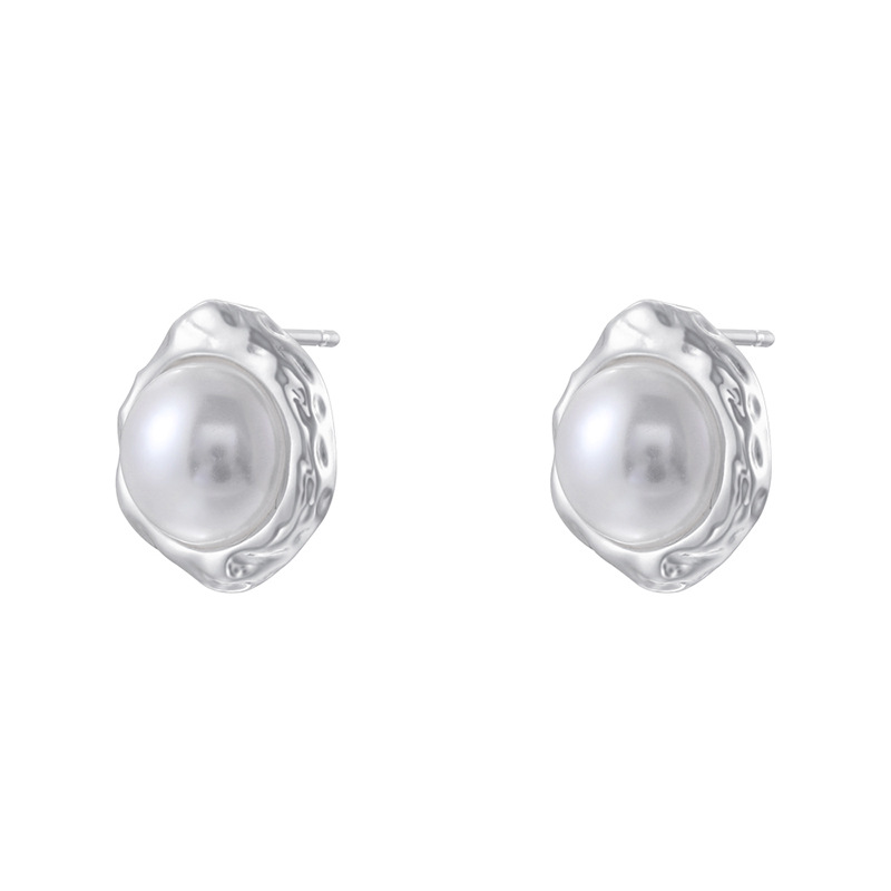 Ve1755 white gold pearl earrings 1 pair