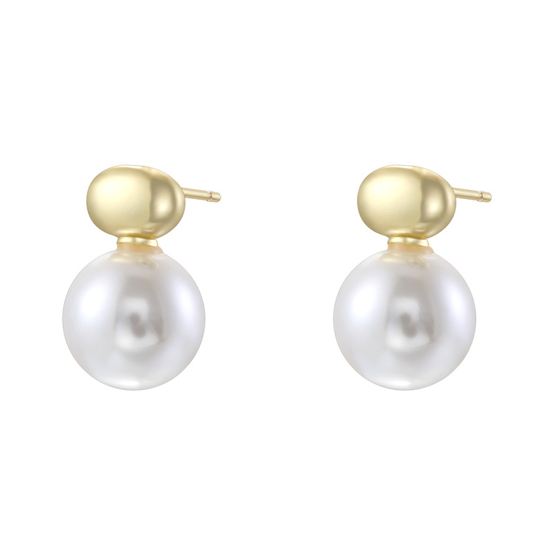 Ve1757 gold pearl earrings 1 pair