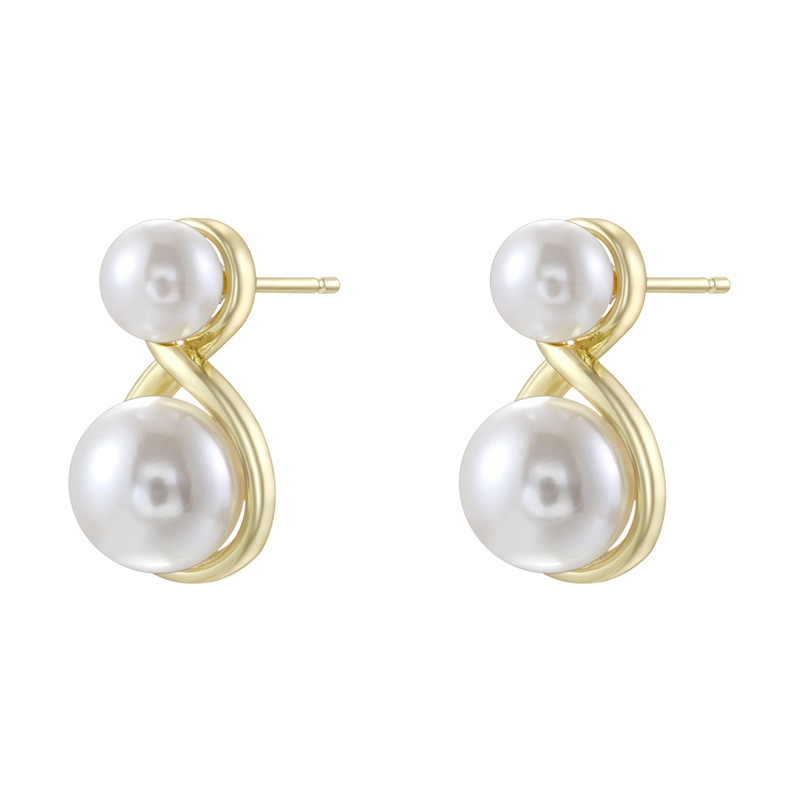 Ve1758 gold pearl earrings 1 pair