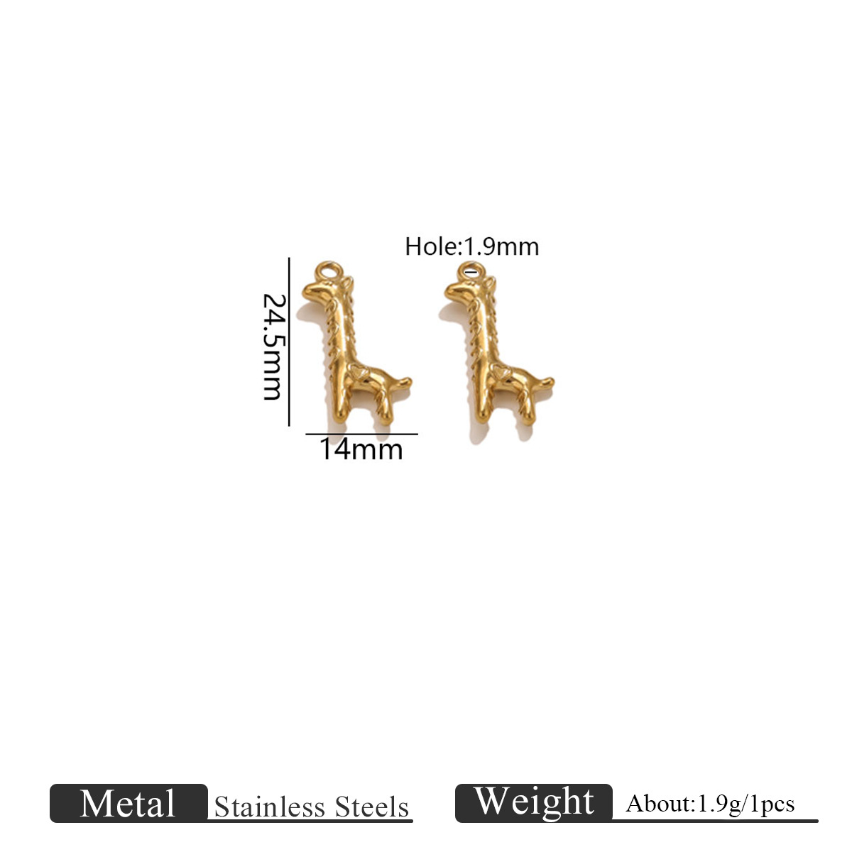 Single hole giraffe small pendant-gold 1125