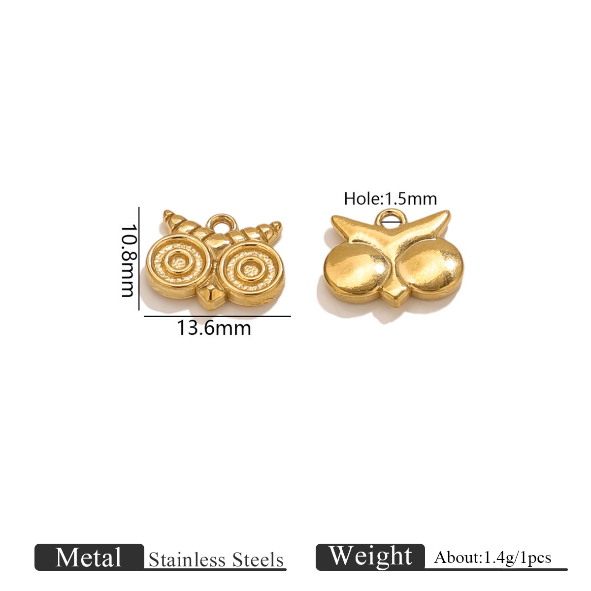 Single hole owl small pendant-gold 1147