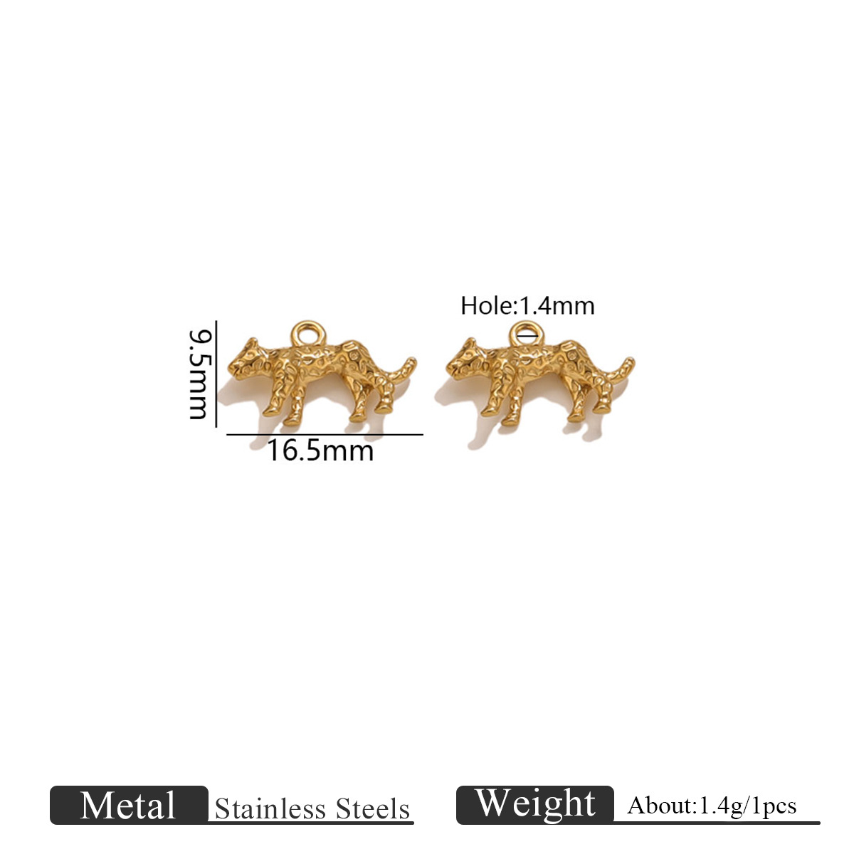 Single hole cheetah texture small pendant-gold 1156