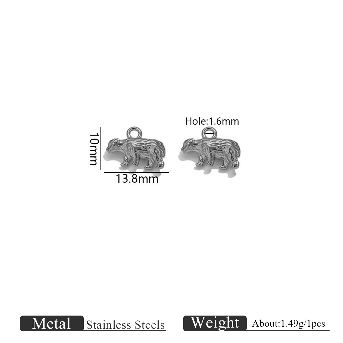 Single hole polar bear small pendant-steel color 1155