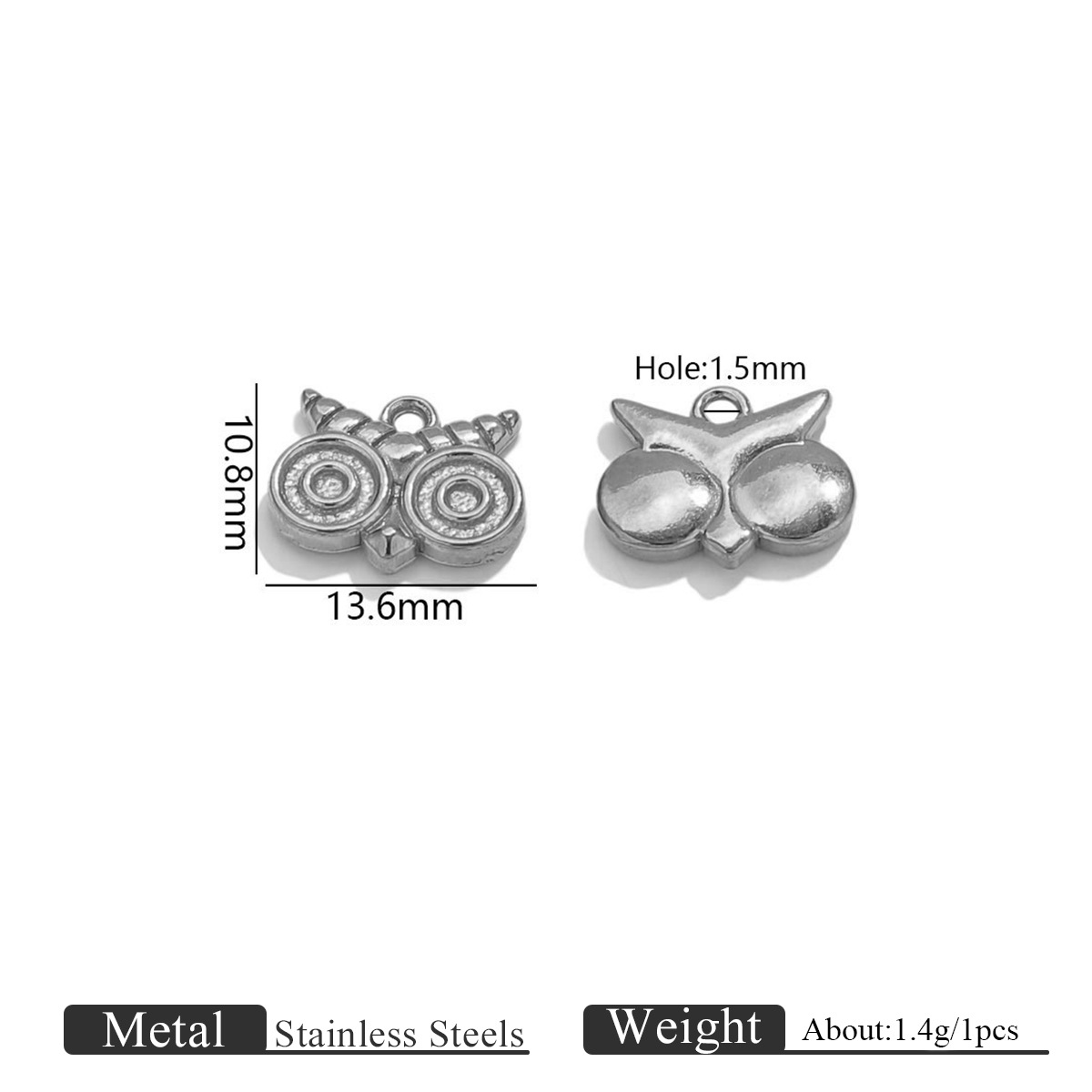 Single hole owl small pendant-steel color 1147