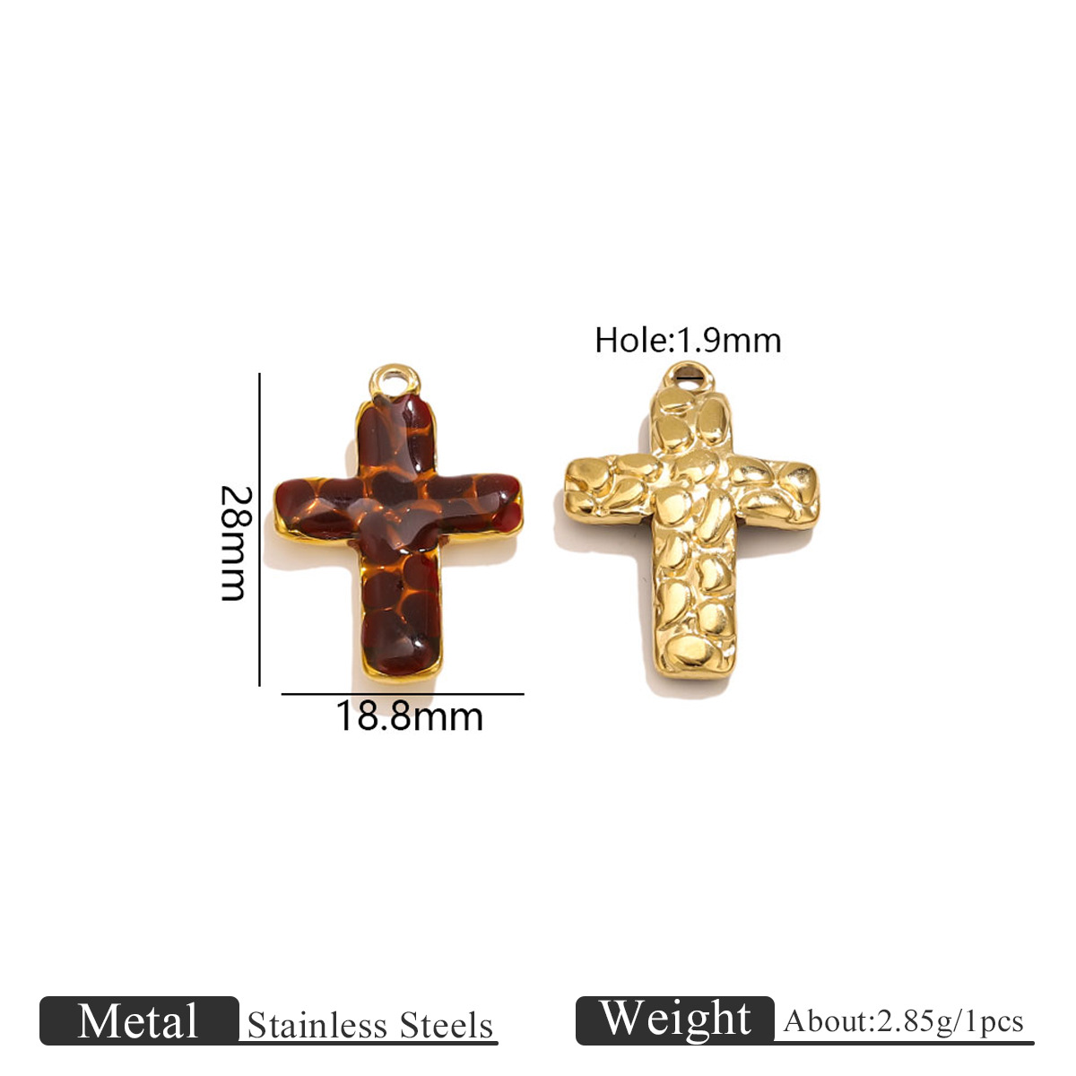 Cross leopard print pendant brown