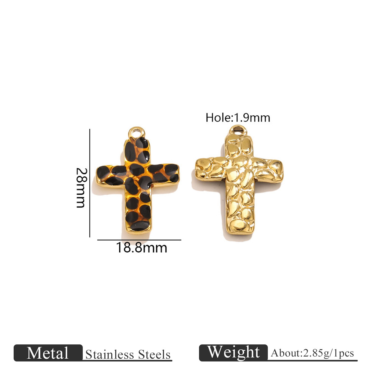 Cross leopard print pendant black