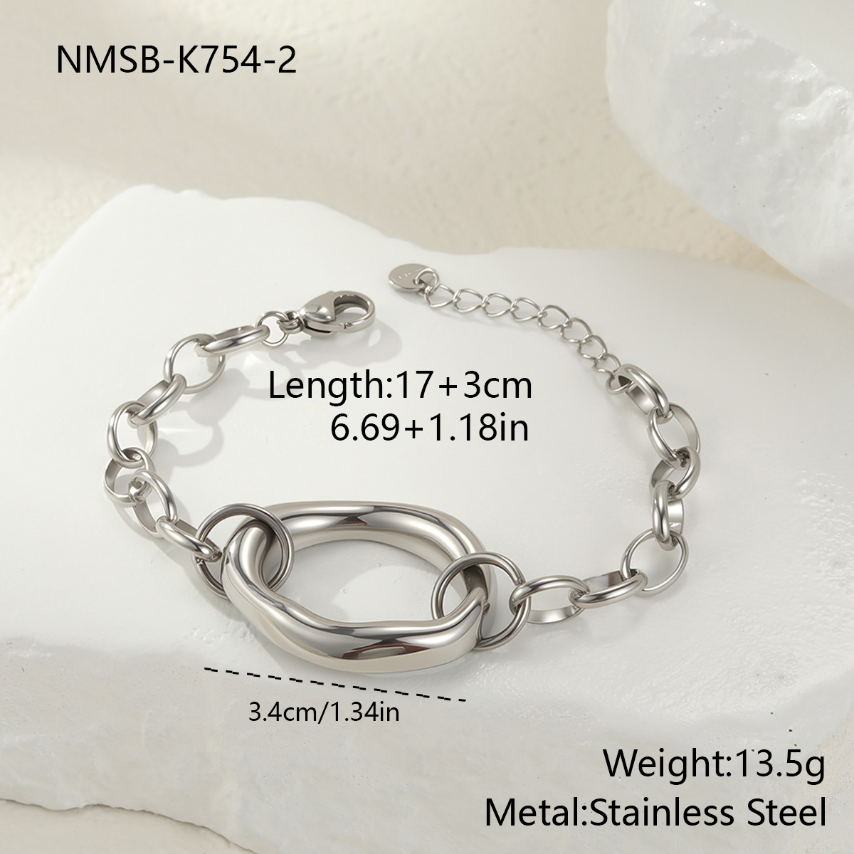 Nmsb-k754-2 steel color bracelet