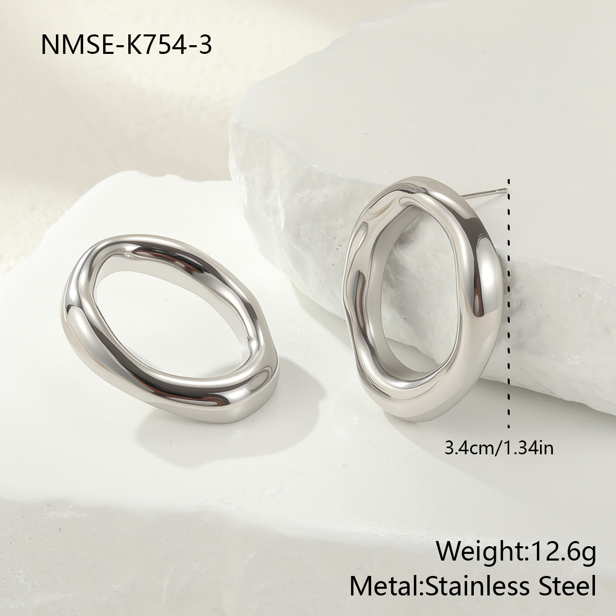 Nmse-k754-3 steel color earrings