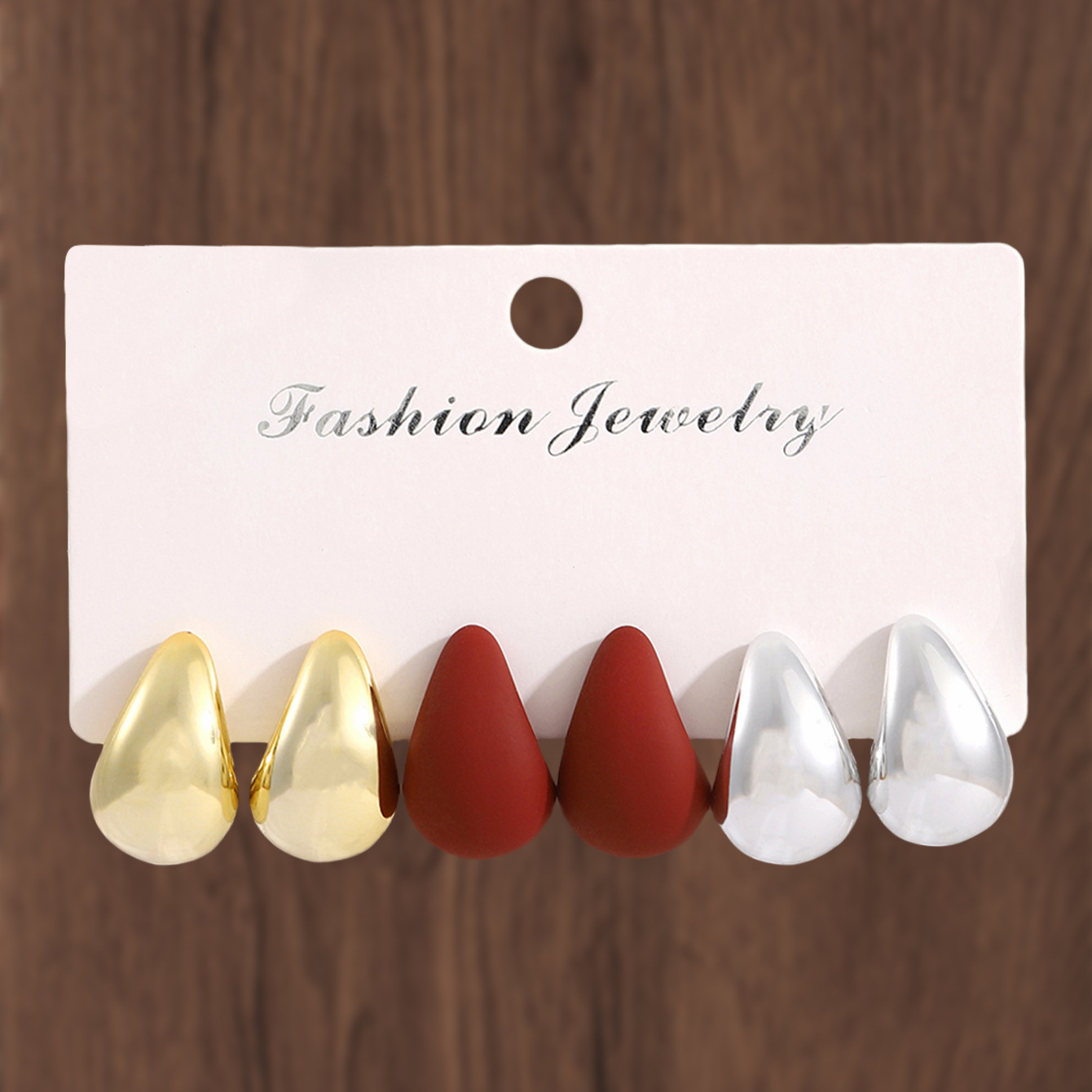 Environmental protection-gold, red and silver (water droplets)-3 pairs