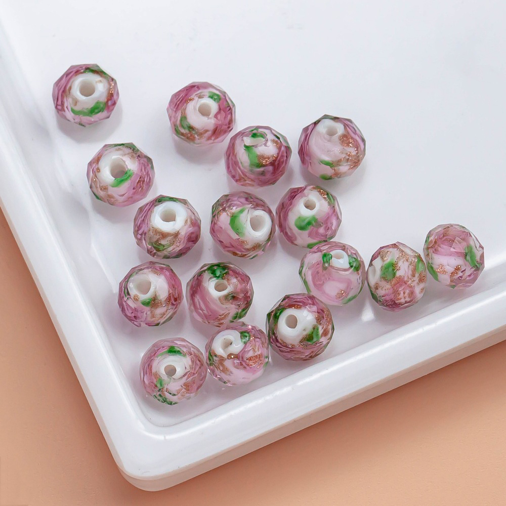 8x7mm Solid color rose multi-sided flat beads