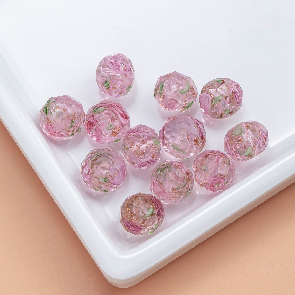 10x7mm Translucent rose multi-sided flat beads