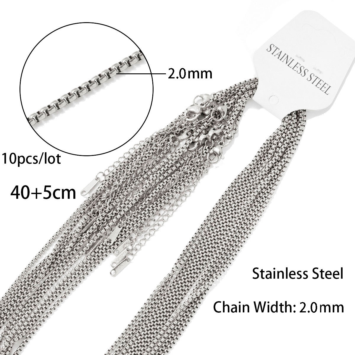 2mm square pearl chain 40 5 point