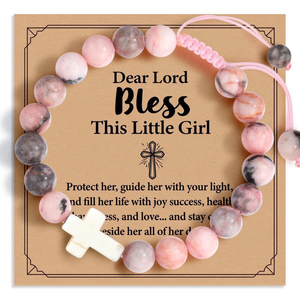 Pink zebra weave bless card