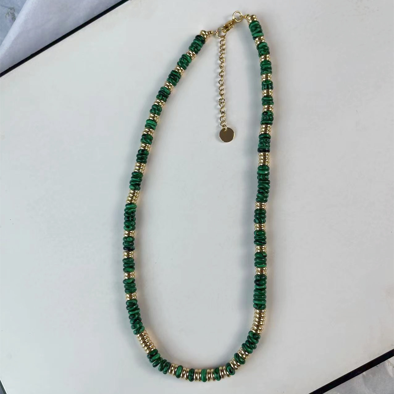 Malachite Frisbee Necklace