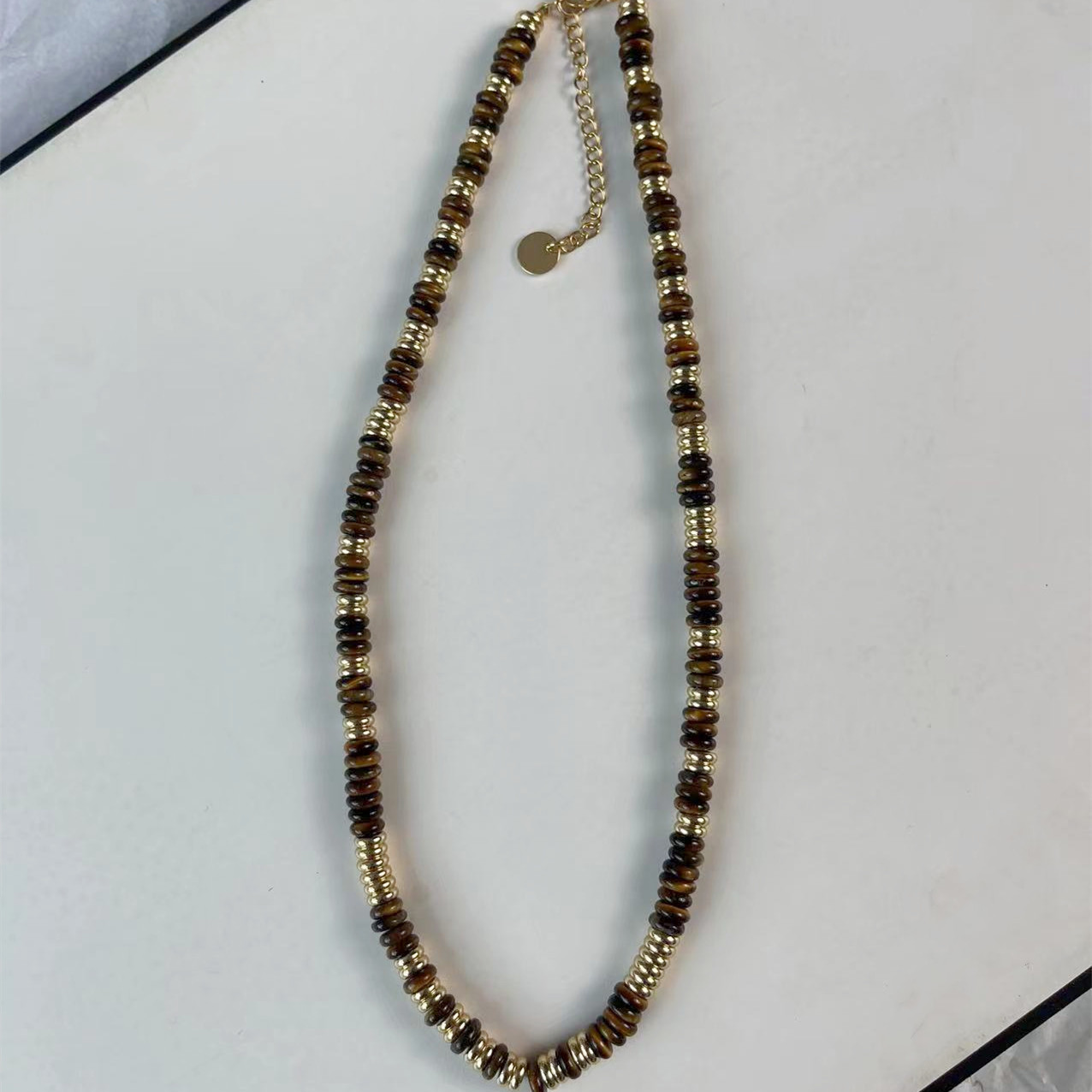 Tiger Eye Frisbee Necklace