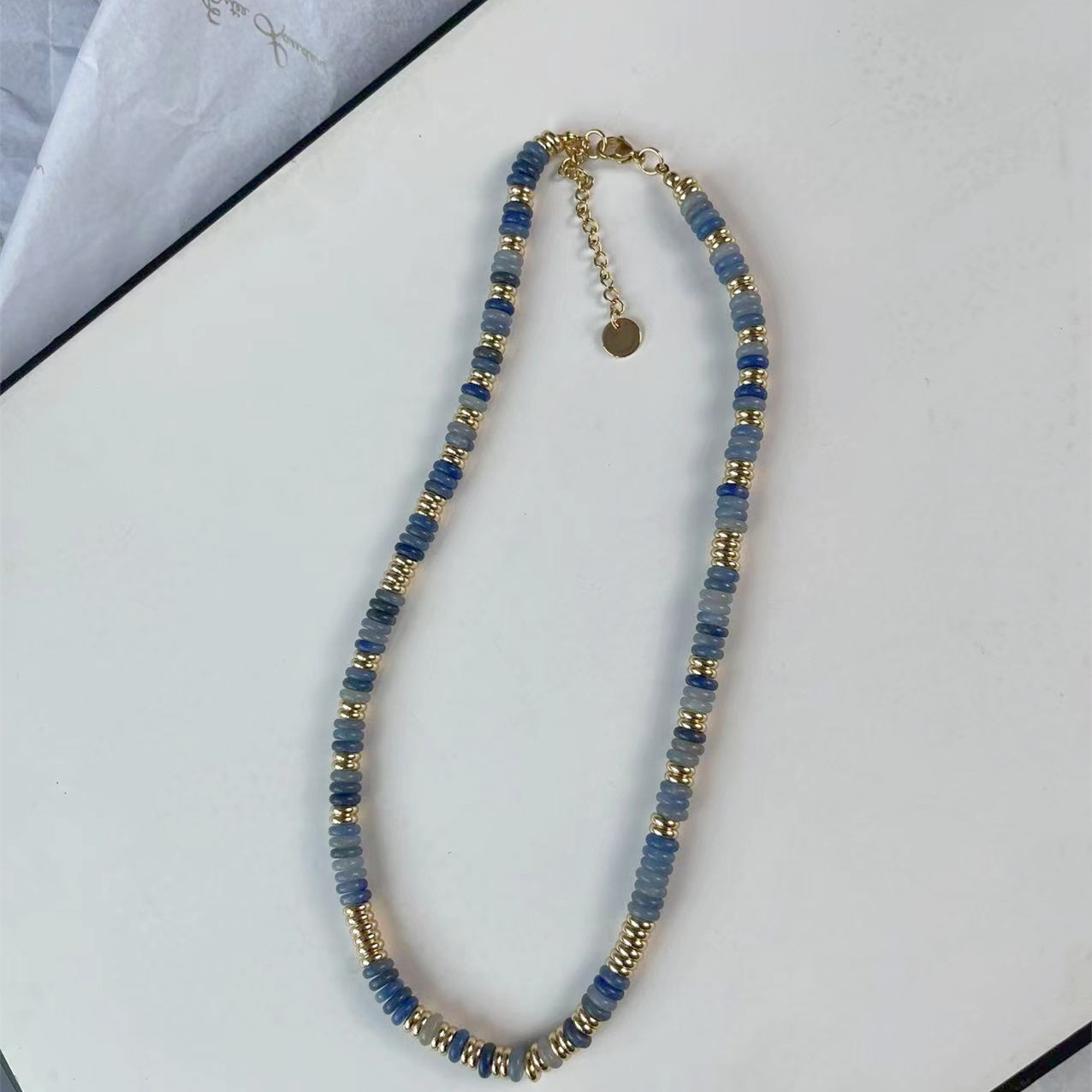 Blue Jade Frisbee Necklace