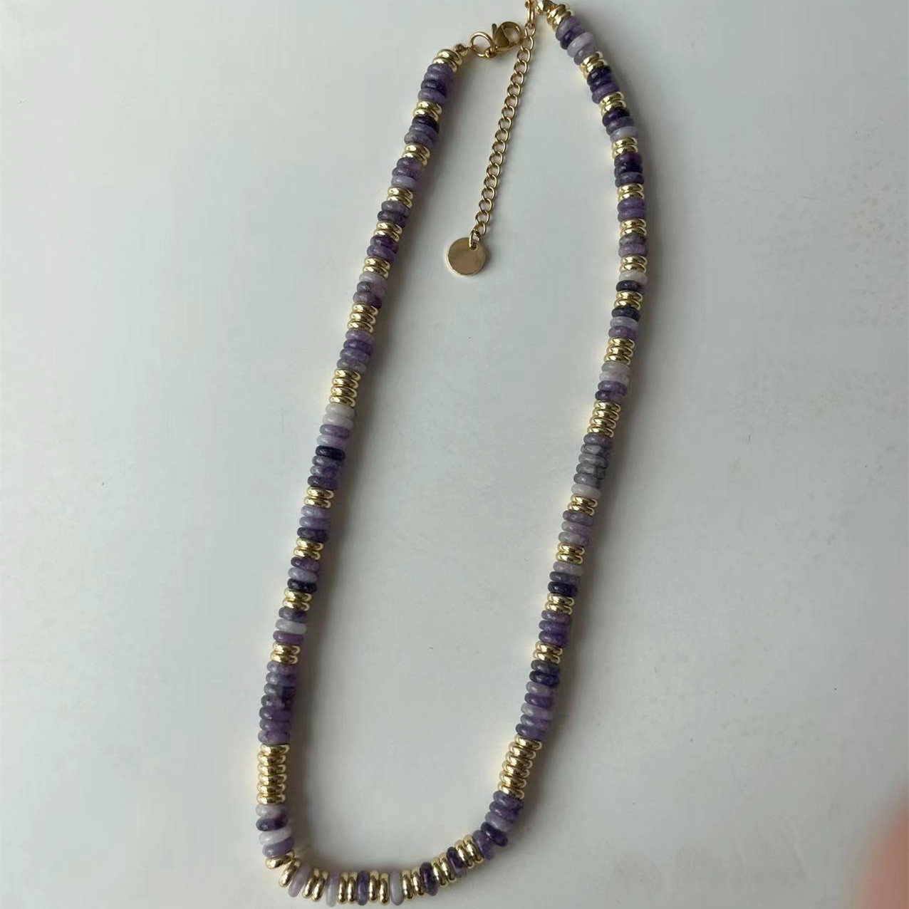 Purple Jade Frisbee Necklace